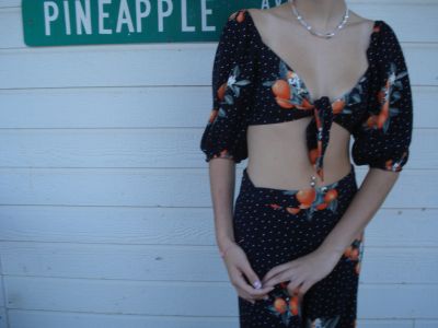 floral top and skirt